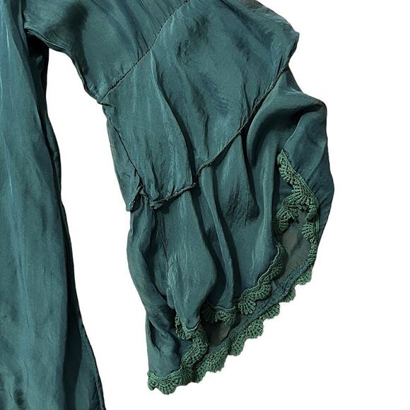 M Made in Italy Scoop Neck Tiered Sleeve Top Deep Green Women's Size Medium NWT - Picture 7 of 11